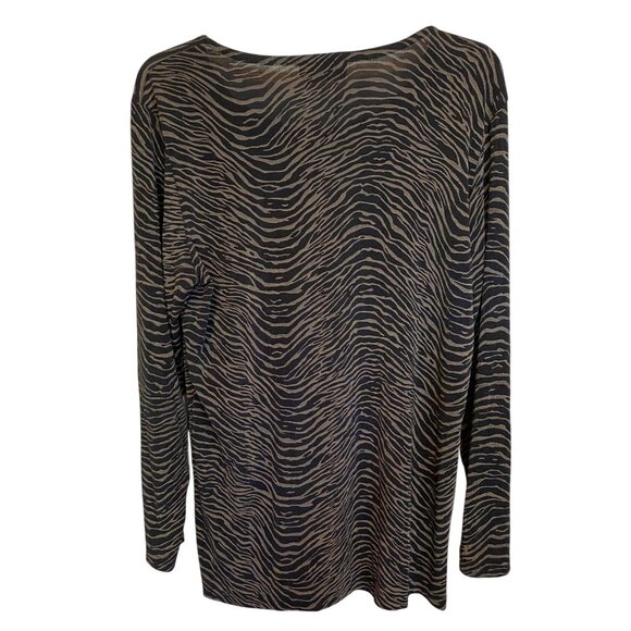 Vintage Vic Womens Zebra Print Stretch Black & Tan Top Size M Goth Dark Academia - Picture 2 of 8